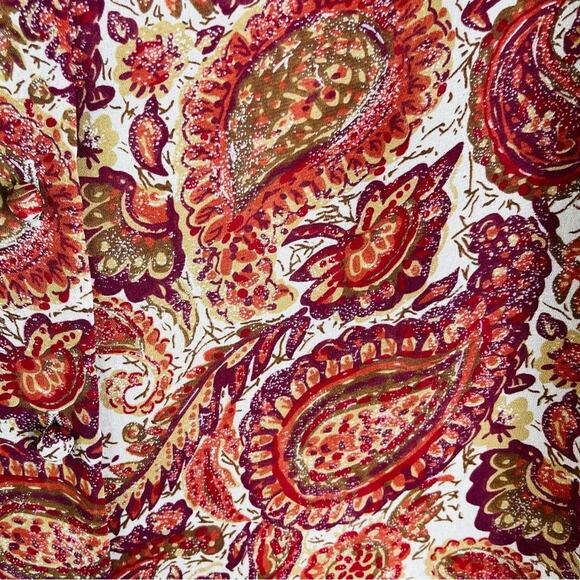 The Limited orange cream floral paisley boho semi sheer button front top small - Picture 4 of 7